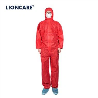 LIONCARE® CoverLite vienkartinis apsauginis kombinezonas, raudonas